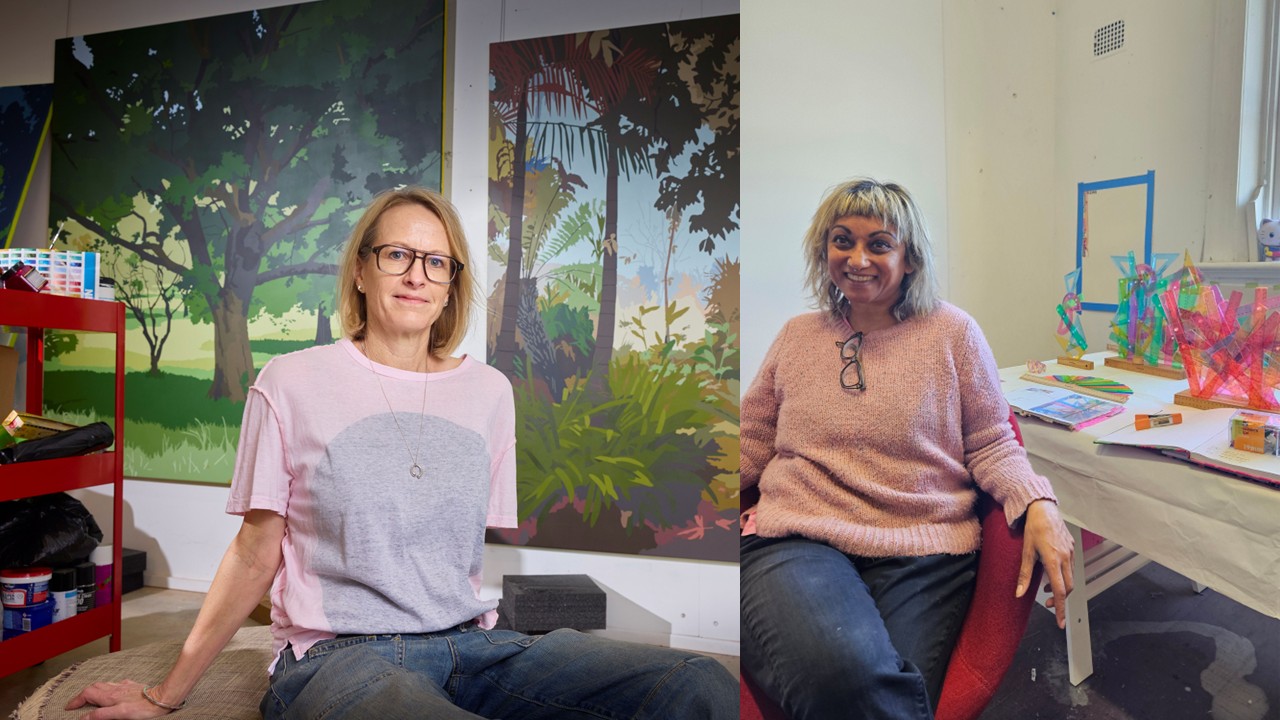 Joanna Lamb and Minaxi May in their studios