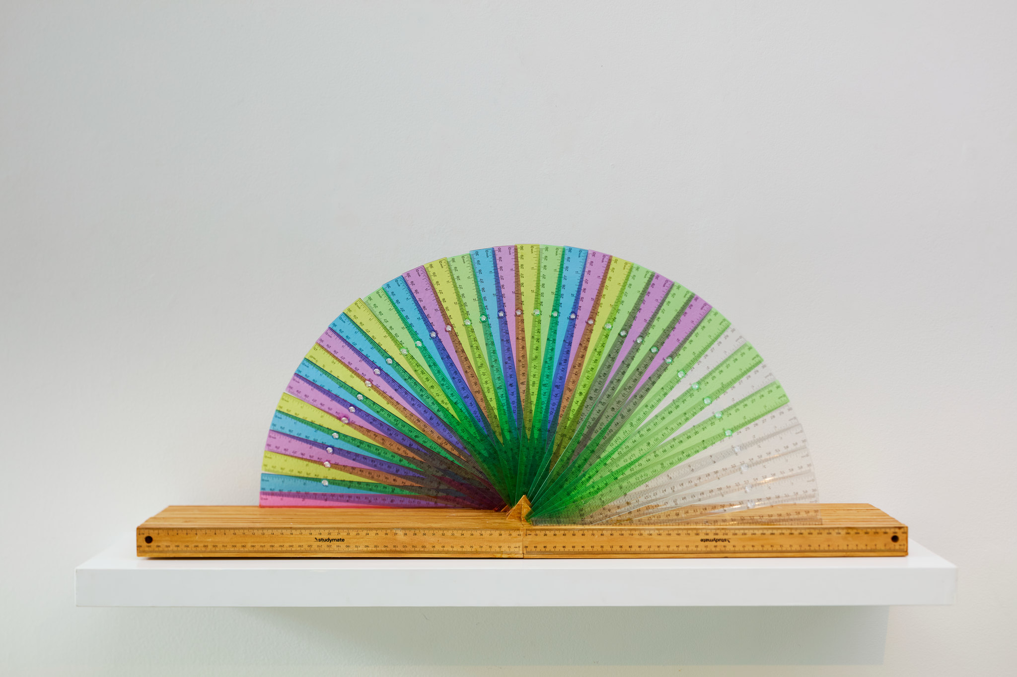 Minaxi May, Fandom, wood and plastic rulers, 35.5 x 81.5 x 17cm