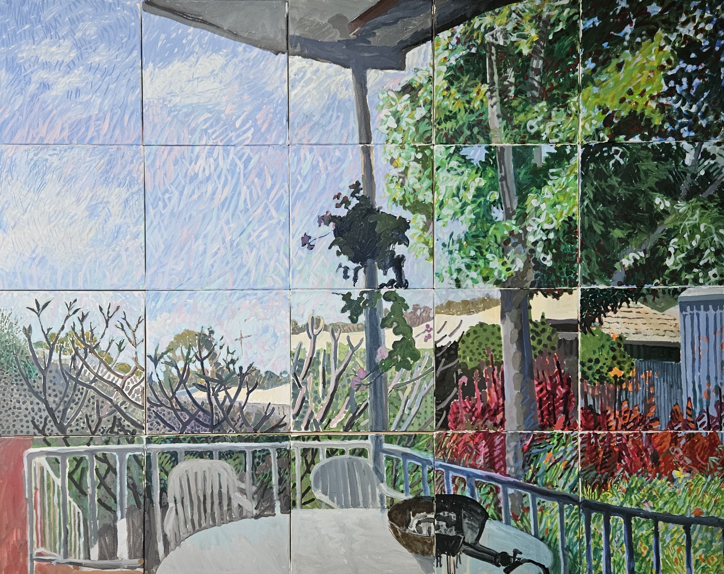 Jane Martin, Backyard Spring, 2026, oil on board, 123 x 154cm